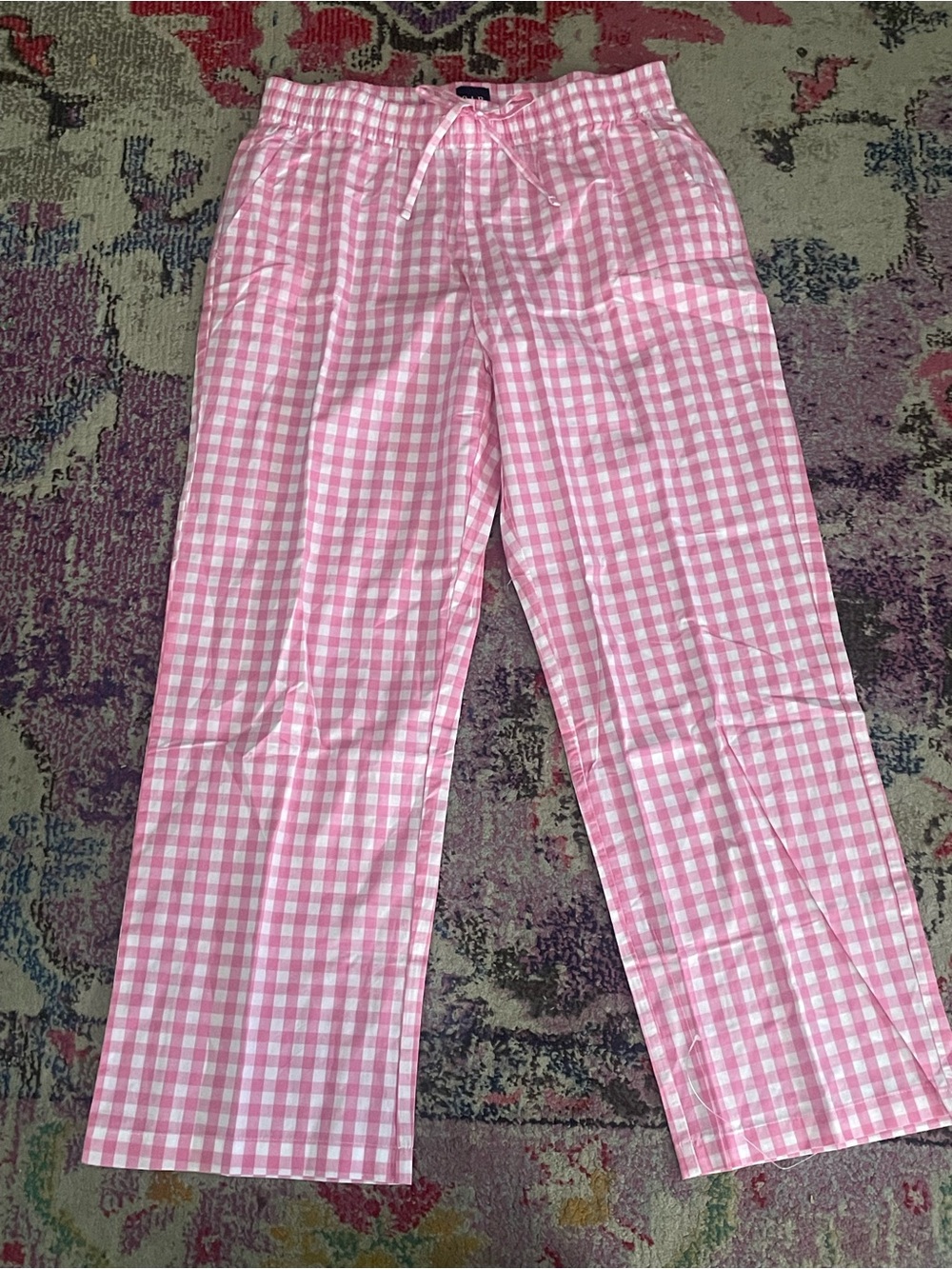 GAP Girls Pink and White Gingham Pajama Bottoms M